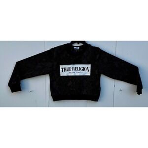 True Religion Womens Snakeskin Print Box Logo Sweatshirt Grey Black Small